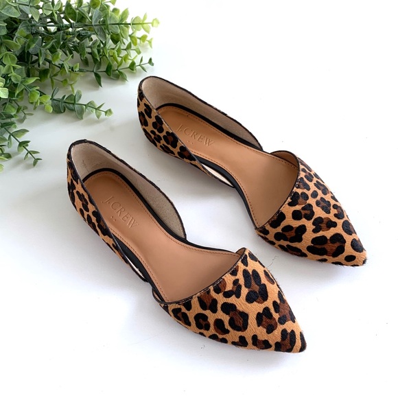 J. Crew Shoes - J. Crew Zoe Leopard Calf Hair d’Orsay Flats